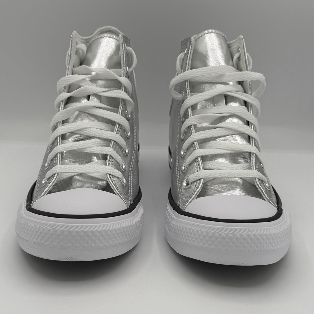 W8.5 Unisex CONVERSE Chuck Taylor ALL STAR HI Metallic Canvas Silver A14875C - Picture 5 of 10